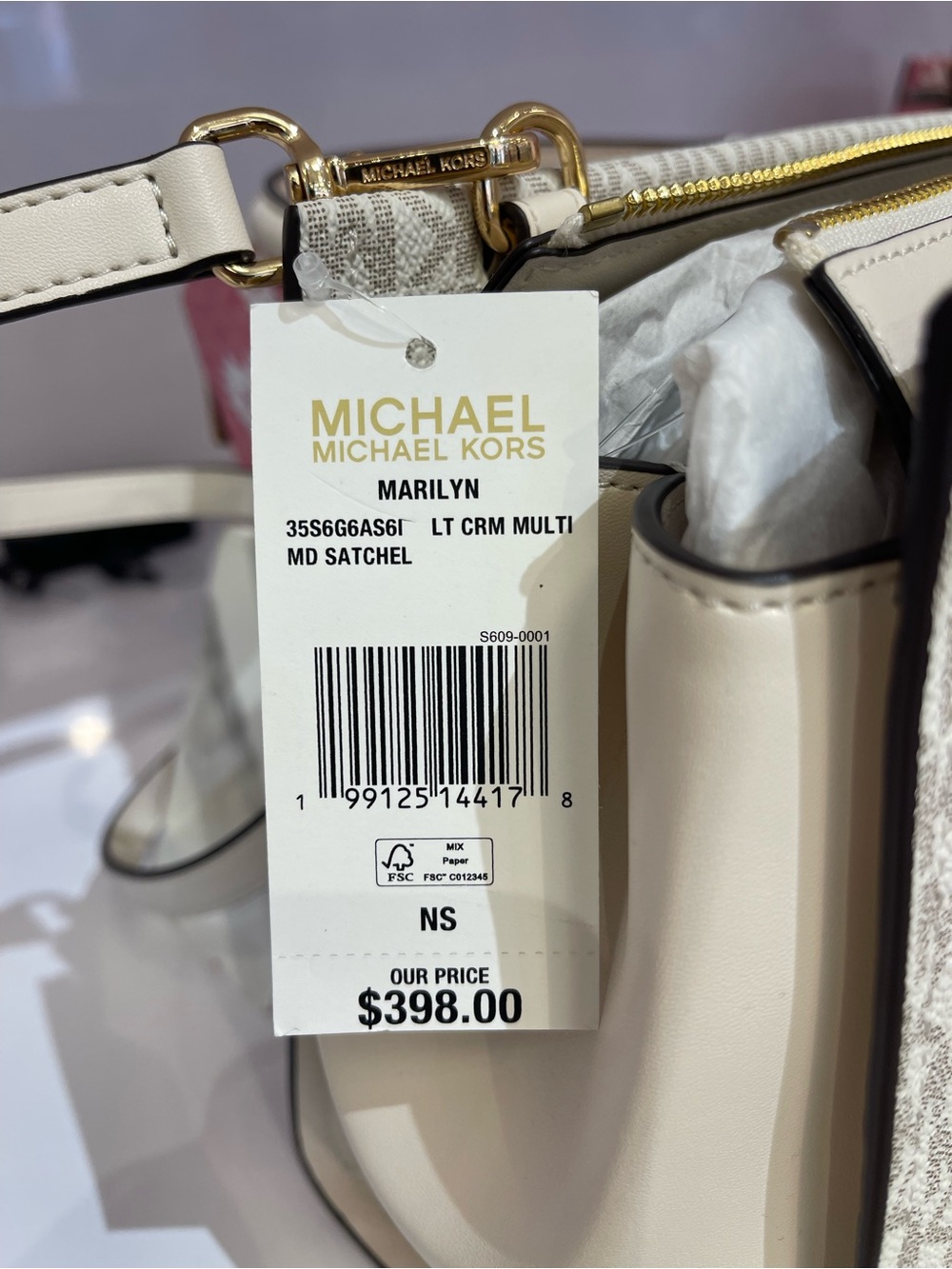 MICHAEL KORS Marilyn Md Embellished Signature Logo Satchel
Lt Cream Multi 
NWT - Picture 14 of 16